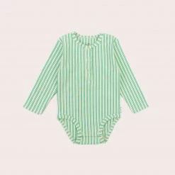 Olive + The Captain - Turquoise Stripe Rib Long Sleeve Bodysuit