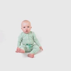 Olive + The Captain - Turquoise Stripe Rib Long Sleeve Bodysuit