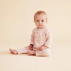 Wilson + Frenchy - Organic Waffle Henley Top / Peony Fleck