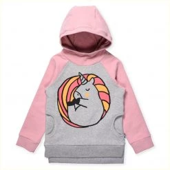 NEW Minti - Sleepy Unicorn Furry Hood / Grey Marle + Muted Pink