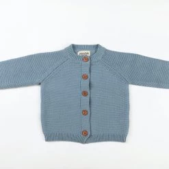 Ponchik Babies + Kids Ponchik - Cotton Knitted Cardigan - Duck Egg