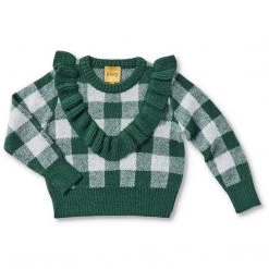 Kip & Co - Pine Tartan Frill Knit Sweater