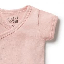 Wilson + Frenchy - Organic Pointelle Kimono Bodysuit / Cantaloupe SALE