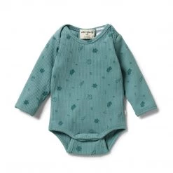Wilson + Frenchy - Organic Rib Envelope Bodysuit / Little Leaf NEW