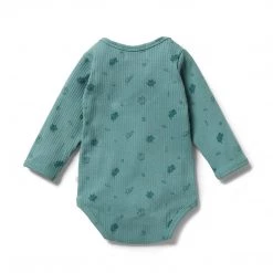Wilson + Frenchy - Organic Rib Envelope Bodysuit / Little Leaf NEW