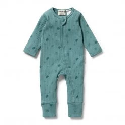 Wilson + Frenchy NEW Wilson & Frenchy - Organic Rib Zipsuit With Feet / Little Leaf