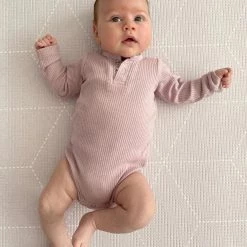 Ponchik Babies + Kids Ponchik - Ribbed Bodysuit - Peony Baby