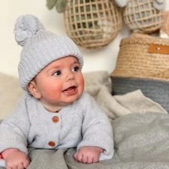 Ponchik Babies + Kids Ponchik - Cotton Knitted Cardigan / Dove Baby